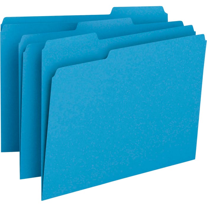 Smead File Folder, Letter Size, 1/3 Cut Tabs, Blue, Pack of 100