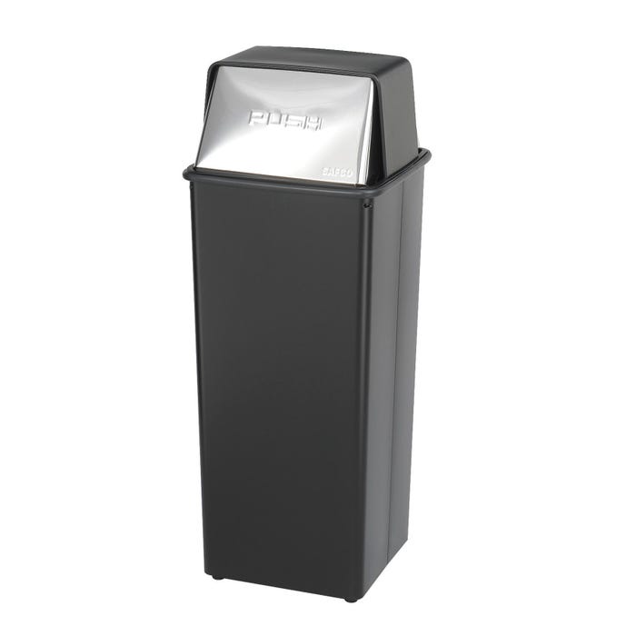 Safco Push-Top Trash Receptacle, 21-Gallon, 14 x 14 x 37-1/2 Inches, Black