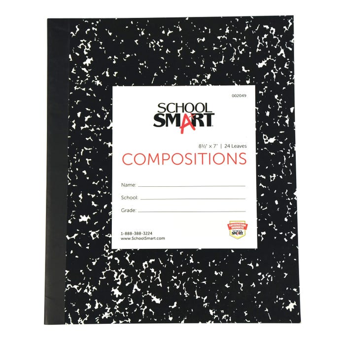 School Smart Flexible Cover Ruled Composition Book, 8-1/2 x 7 Inches, 48 Pages