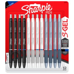 Sharpie S-Gel, Gel Pens, Medium Point, 0.7mm, Black and Blue Gel Ink Pens, Pack of 12, Item Number 2090631