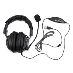 Califone 3068MUSB Over-Ear Stereo Headset with Gooseneck Microphone and Inline Volume Control, USB Plug, Black 2103827