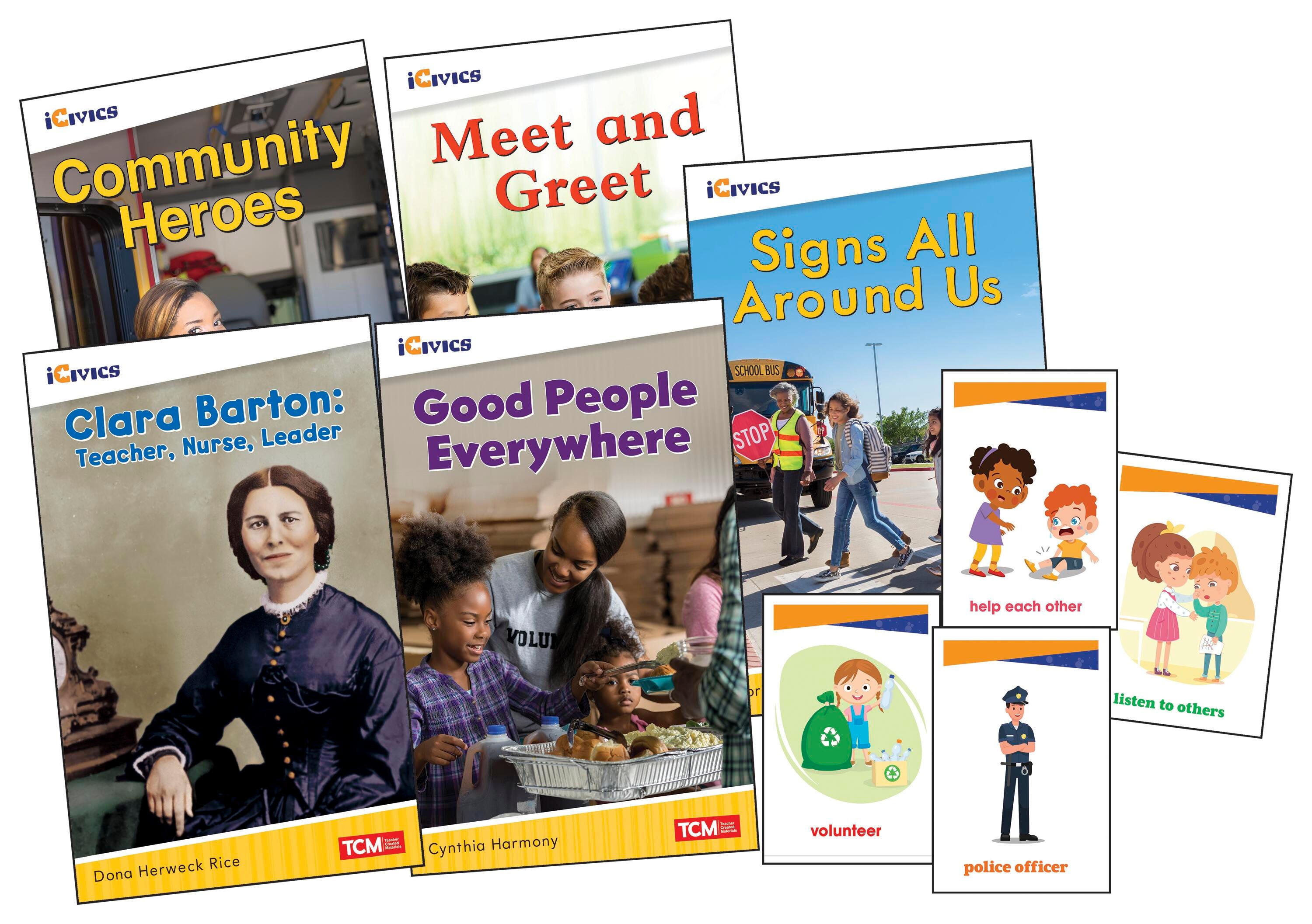 Teacher Created Materials Community & Social Awareness Book Set and Game Cards, Grade K, Item Number 2097291