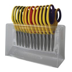 School Smart Blunt Tip Kid Scissors with Rack, 5 Inch, Assorted Colors, Pack of 12, Item Number 086336