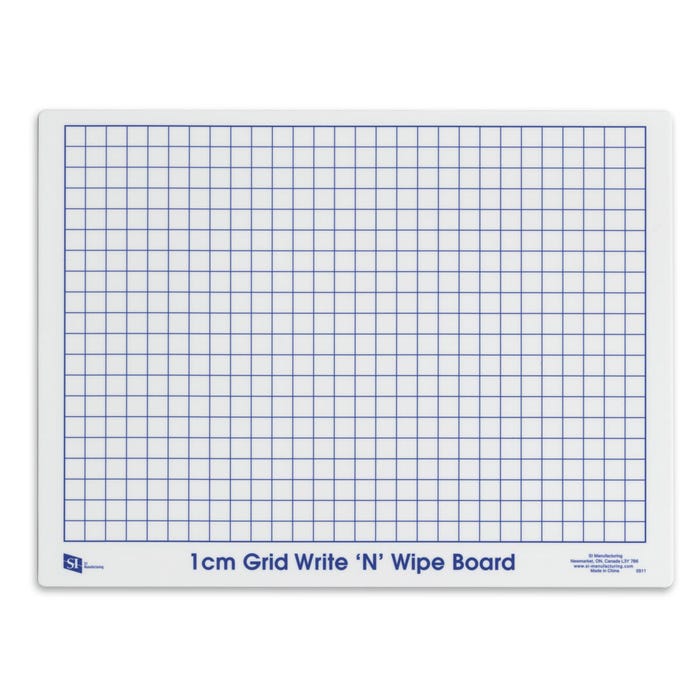 SI Manufacturing Write N Wipe Board, 1 Centimeter Grid, Class Set of 30