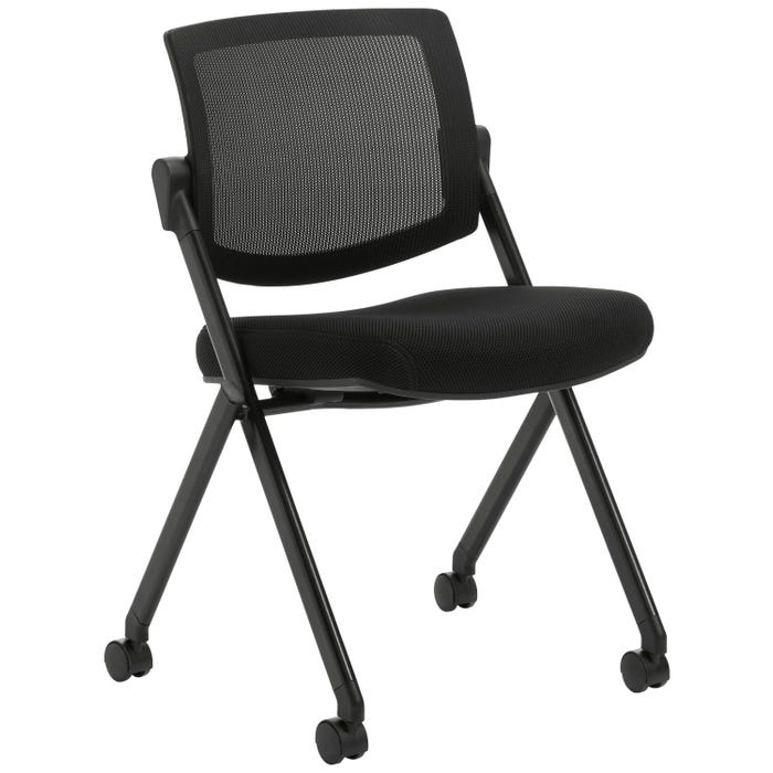 Global Industries Mesh Back Flip Seat Nesting Chair, Armless, 22 x 22 x 33 Inches, Black