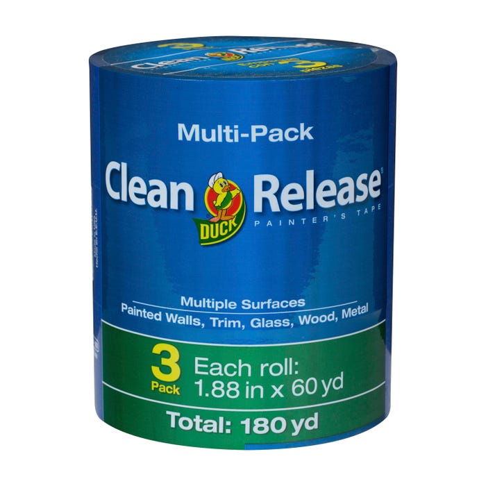 Duck Brand Clean Release Blue Painters Tape, 1-7/8 Inch X 60 Yards, Pack of 3