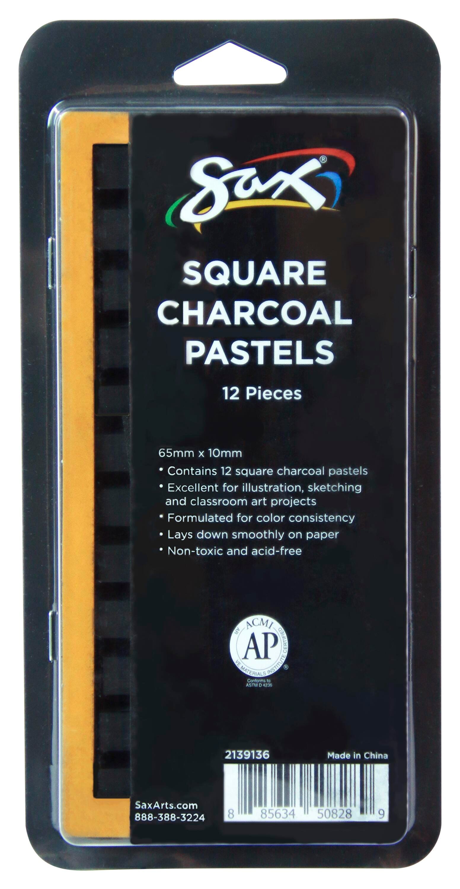 Sax Square Compressed Charcoal Sticks, Black, Pack of 12 2139136