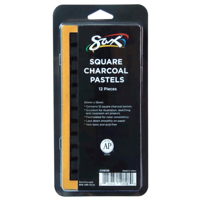 Sax Square Compressed Charcoal Sticks, Black, Pack of 12 2139136