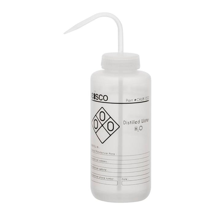 Eisco Labs Distilled Water Wash Bottle, 1000 mL, Wide Mouth, LDPE