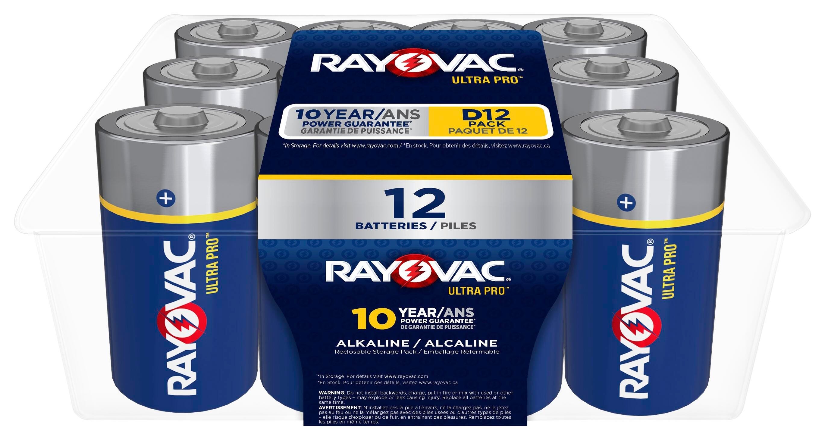 Rayovac Ultra Pro Alkaline Batteries, D, Pack of 12 1562438