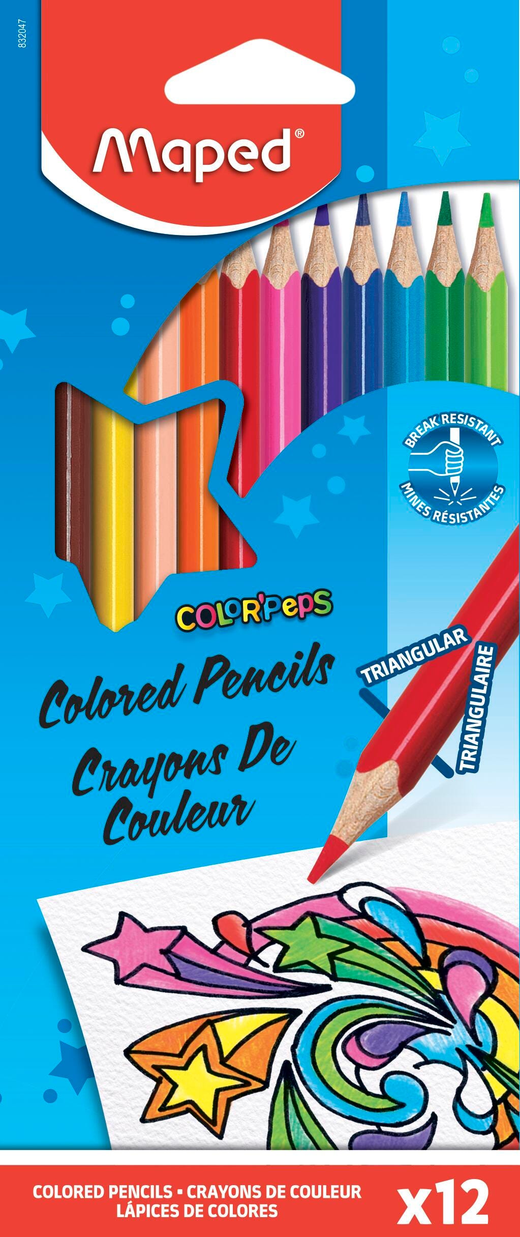 Maped Color'Peps Colored Pencils, Assorted Colors, Set of 12 1495163
