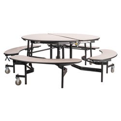 National Public Seating Mobile Cafeteria Table With Benches, 60-Inch Dia, MDF Core
