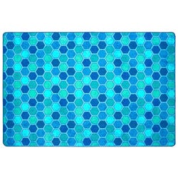 Carpets for Kids Honeycomb Pattern Rug, 6 Feet x 9 Feet, Rectangle, Blue, Item Number 2101463