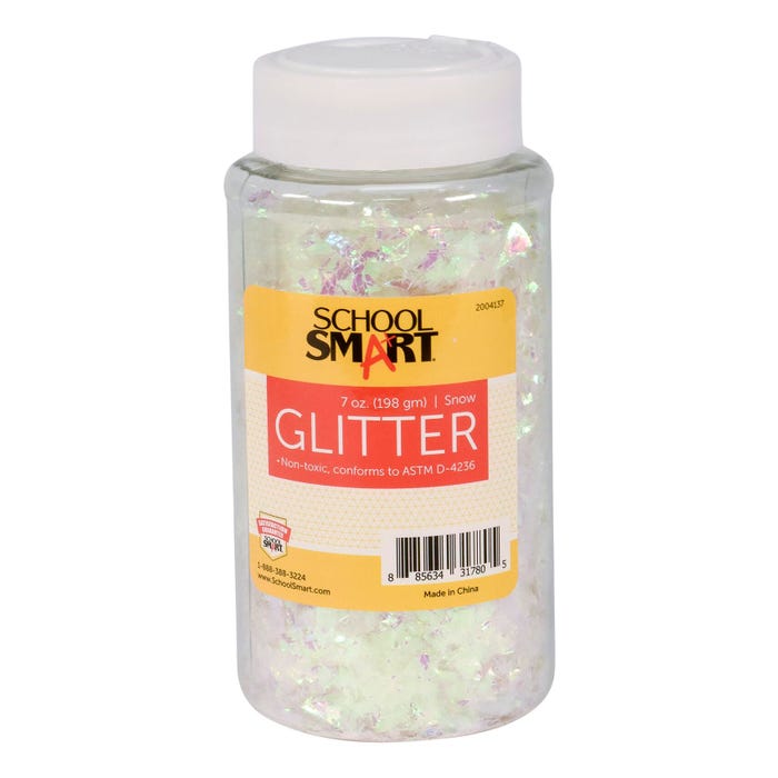 School Smart Craft Glitter, 7 Ounce Jar, Snow