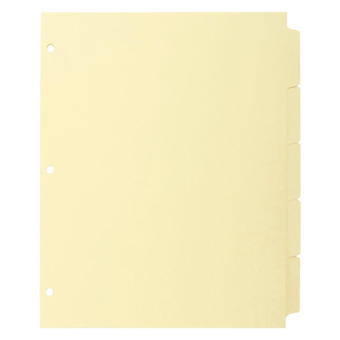 Business Source Plain Tab Indexes, 5 Tab, Canary, 36 Sets