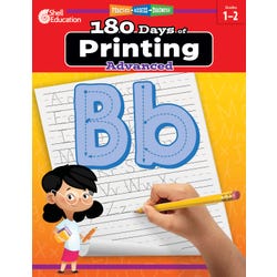 Shell Education Workbook 180 Days of Printing Advanced, Grades 1 to 2, Item Number 2097289