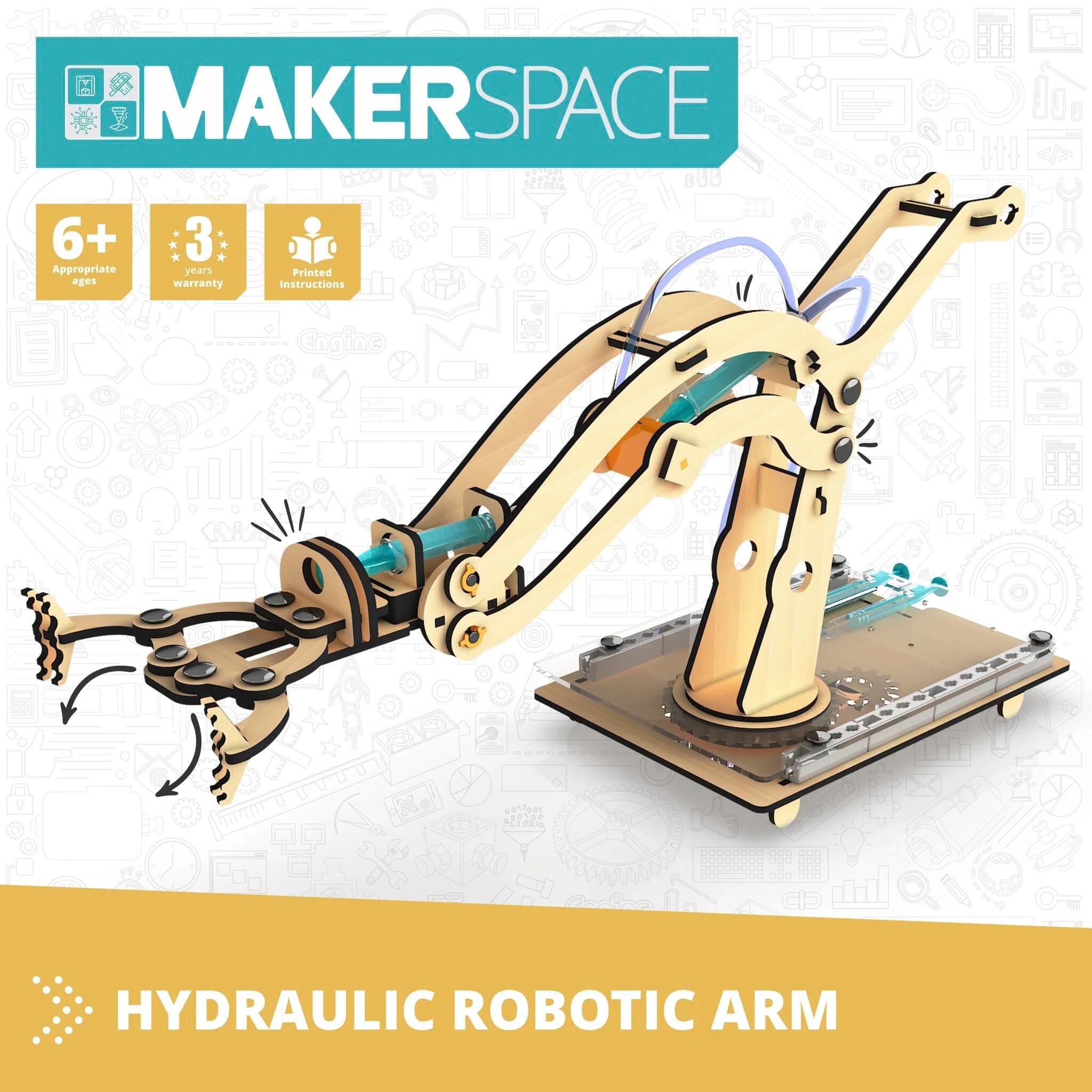 Image for Engino MAKERSPACE Hydraulic Robotic Arm, Wooden from School Specialty