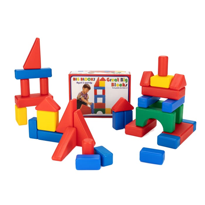 Childcraft Hollow Plastic Blocks, Assorted Shapes and Colors, Set of 34