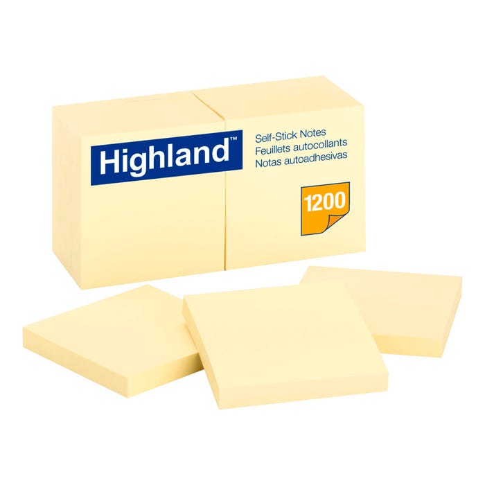 Highland Notes, 3 x 3 Inches, Yellow, Pack of 12