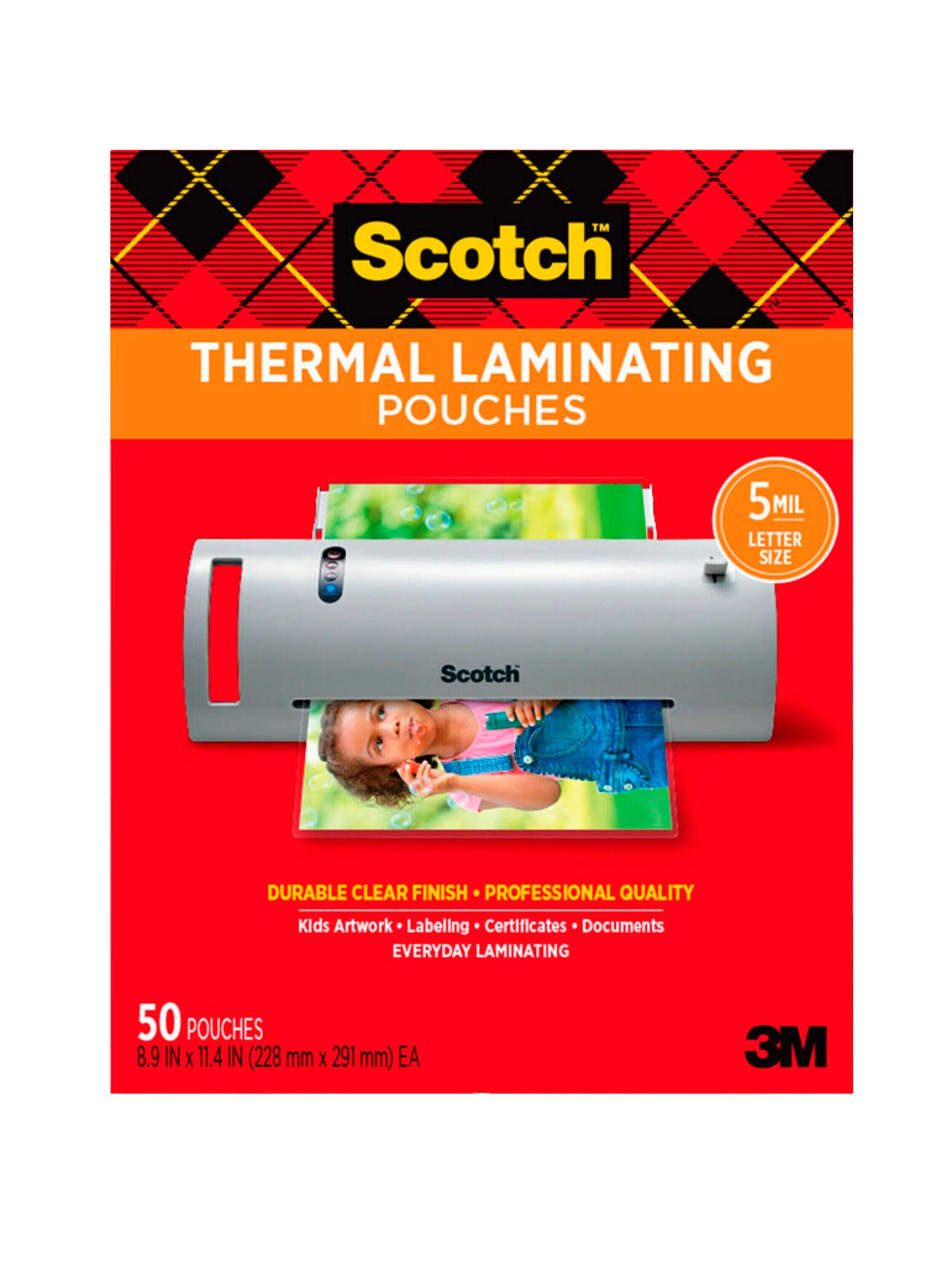 Image for Scotch Thermal Laminating Pouch, 9 x 11-1/2 Inches, 5 mil Thick, Pack of 50 from School Specialty