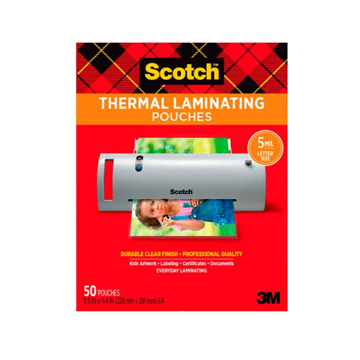 Scotch Thermal Laminating Pouch, 9 x 11-1/2 Inches, 5 mil Thick, Pack of 50
