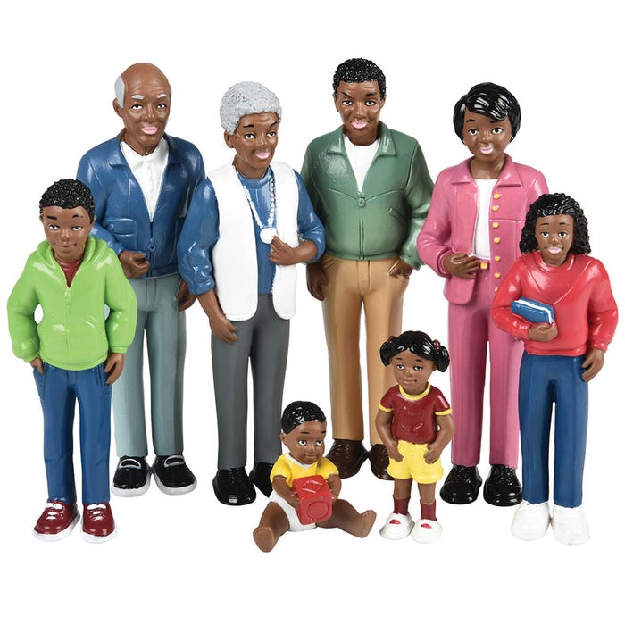 Marvel Education Pretend Play Figures, African American Family, Set of 8