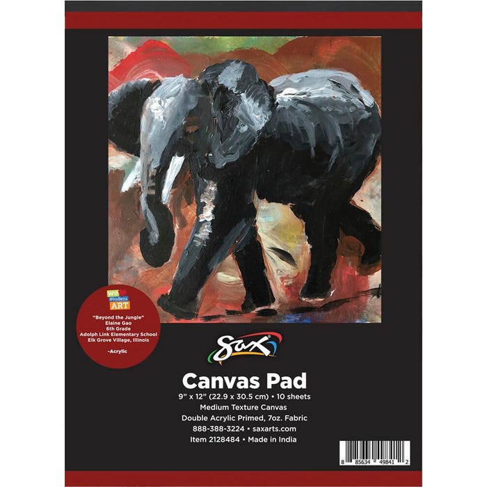 Image for Sax Genuine Primed Canvas Pad, 9 x 12 Inches, White, 10 Sheets from School Specialty