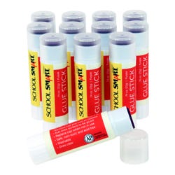 School Smart Glue Sticks, 0.74 Ounces, Purple and Dries Clear, Pack of 12 2124037