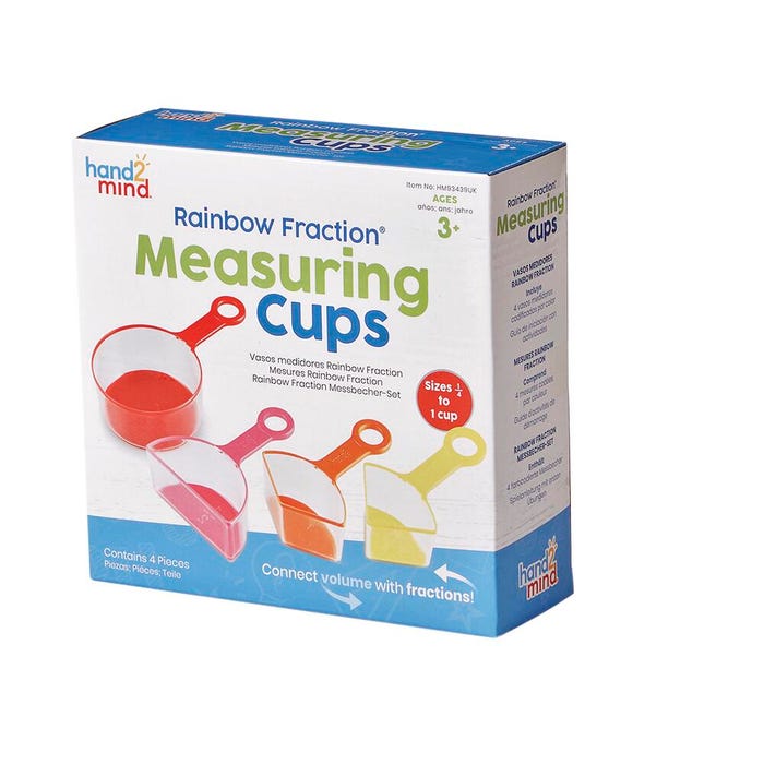 Hand2Mind Rainbow Fraction Measuring Cups, Grades PreK to 3, Set of 4