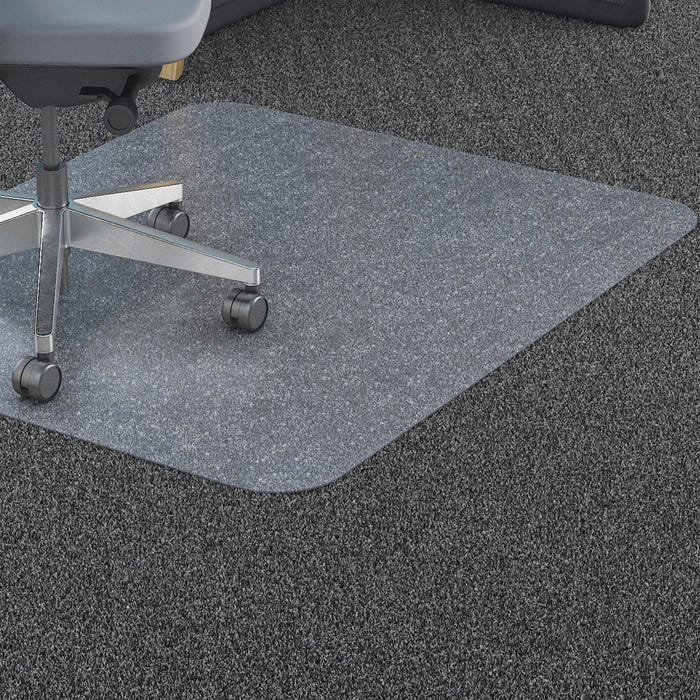 Lorell Studded Polycarbonate Chair Mat, Medium-High Pile, 45 x 53 Inches, Clear