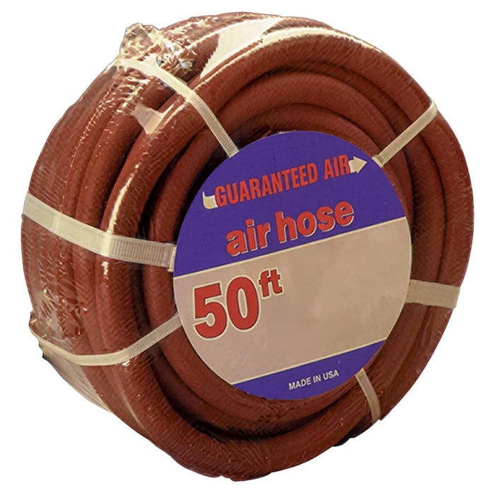 Hose Central Multi-Purpose Air Hose with Hose Guard, 1/4 in, 3/8 in X 36 ft, MNPT, Rubber, Red