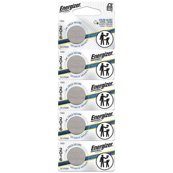 Energizer Industrial 2016 Lithium 3V Batteries, Pack of 5