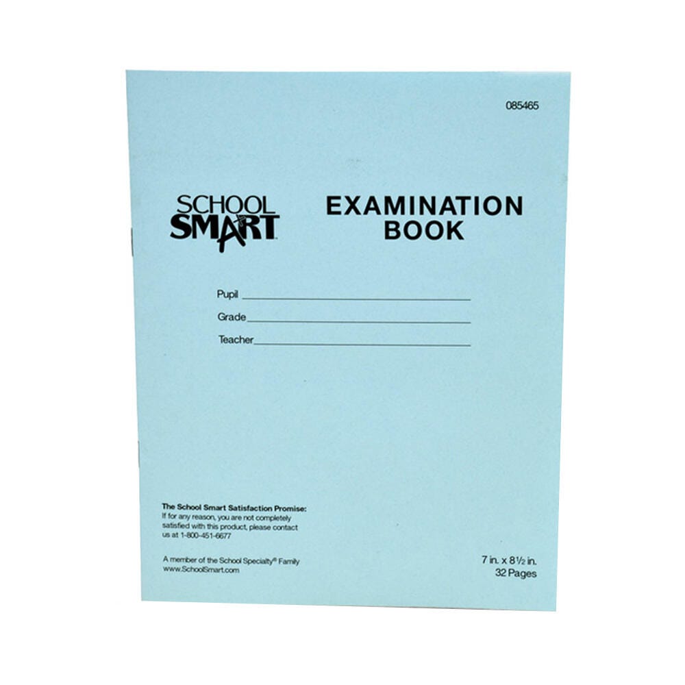 School Smart Examination Blue Books, 7 x 8-1/2 Inches, 32 Pages, Pack of 50 085465