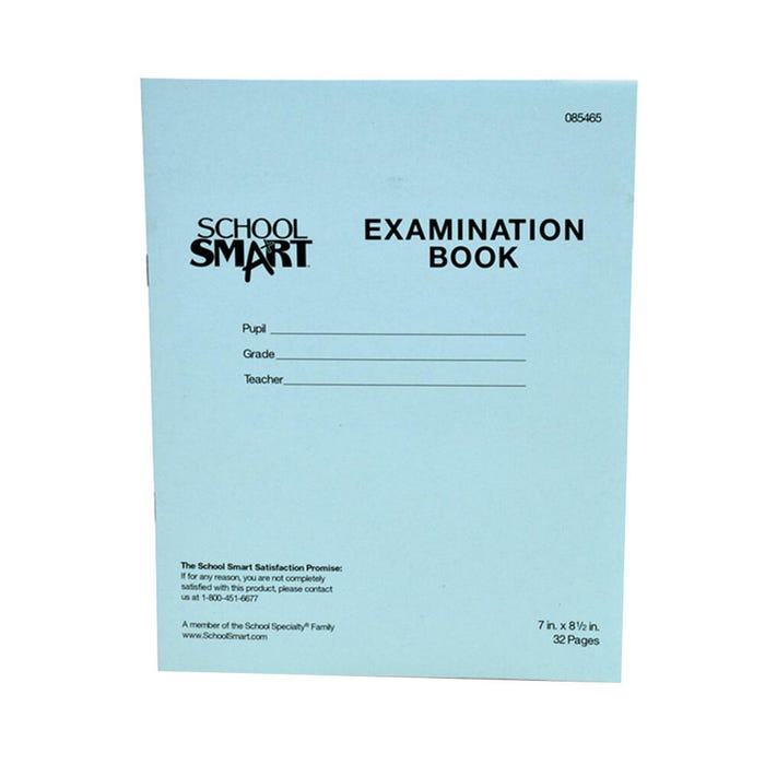 School Smart Examination Blue Books, 7 x 8-1/2 Inches, 32 Pages, Pack of 50