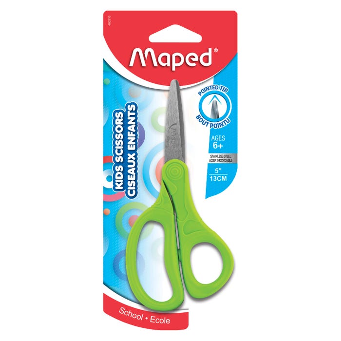 Maped Essential Kid Scissors, 5 Inches, Pointed Tip, Assorted Colors