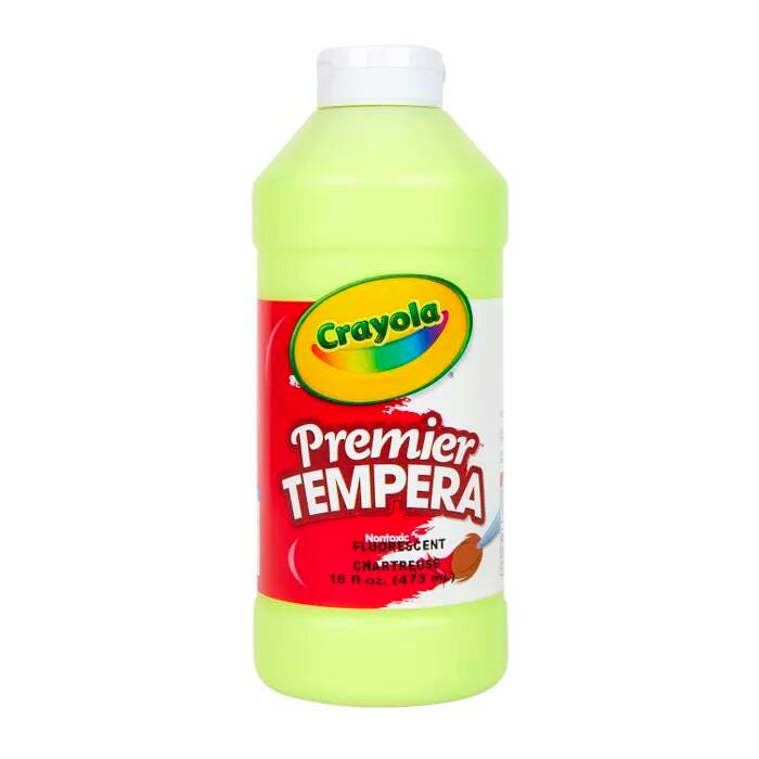 Crayola Premier Tempera Paint, 1 Pint Bottle, Fluorescent Chartreuse