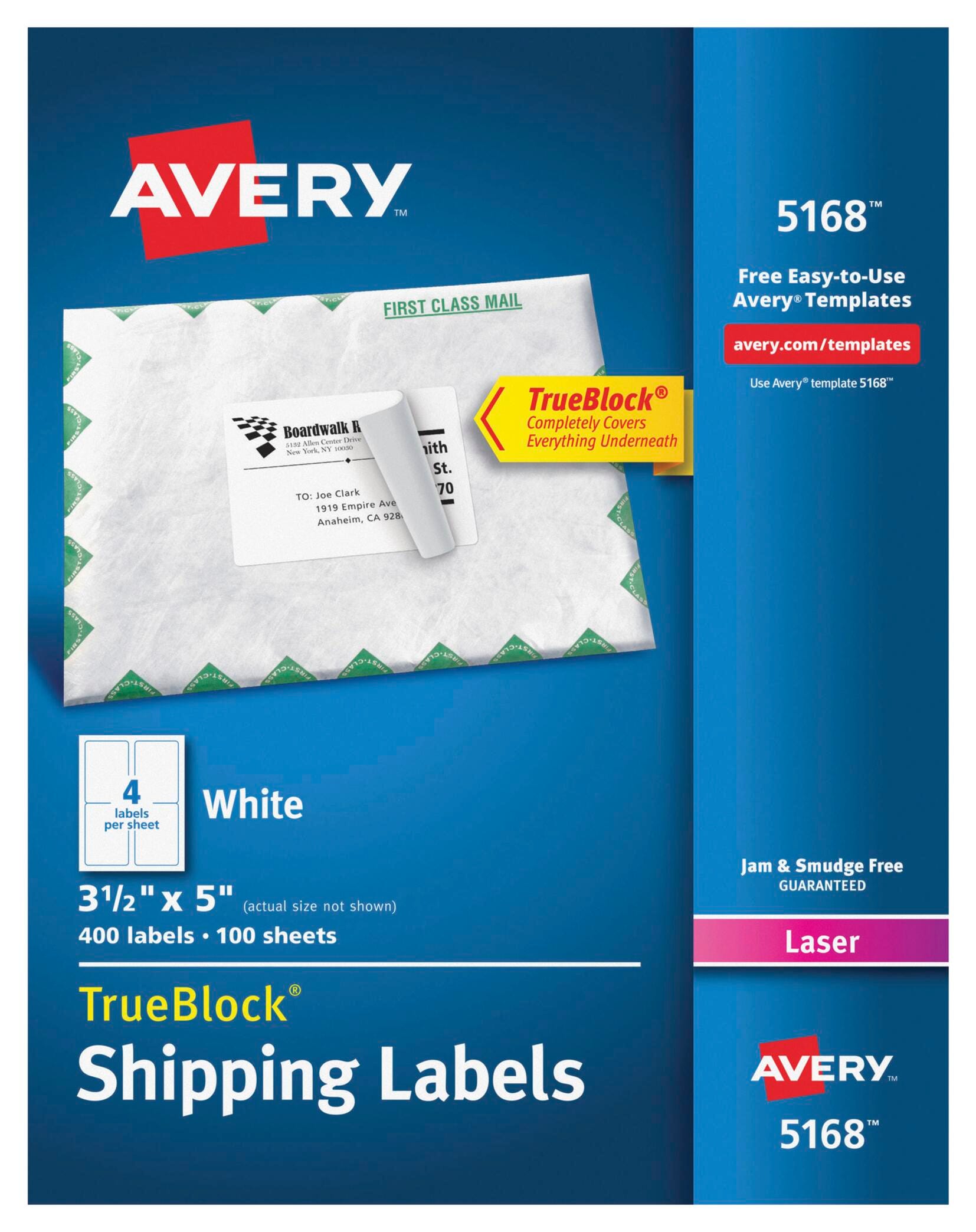 Avery TrueBlock Shipping Labels, Laser, 3-1/2 x 5 Inches, White, Pack of 400 1597358