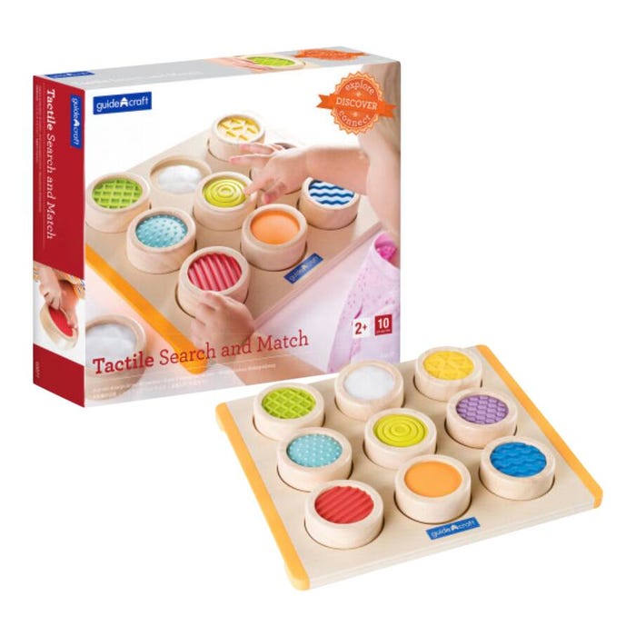 Guidecraft Tactile Search and Match, 9 Pieces and Wooden Board