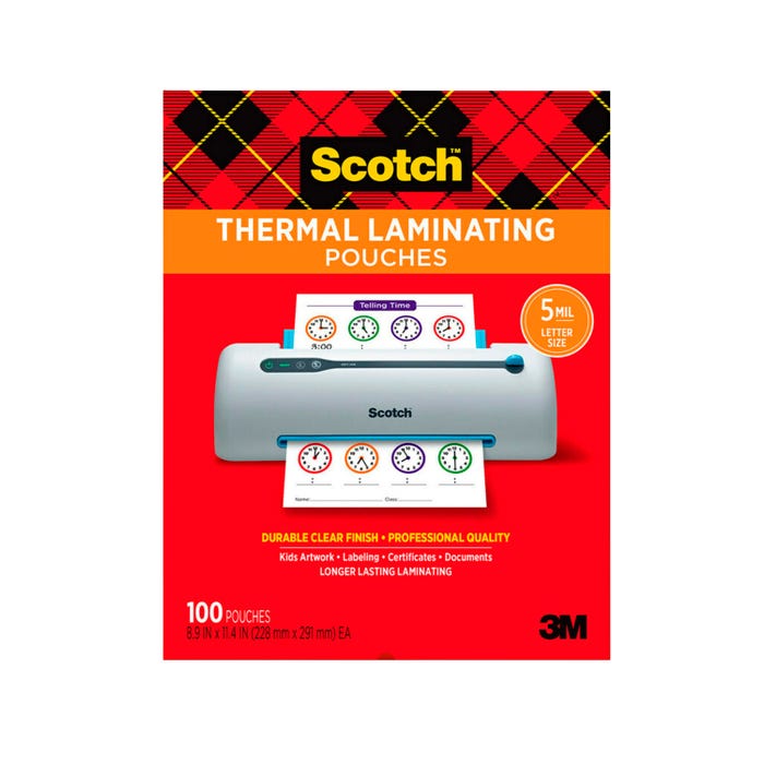 Scotch Thermal Laminating Pouch, 9 x 11-1/2 Inches, 5 mil Thick, Pack of 100