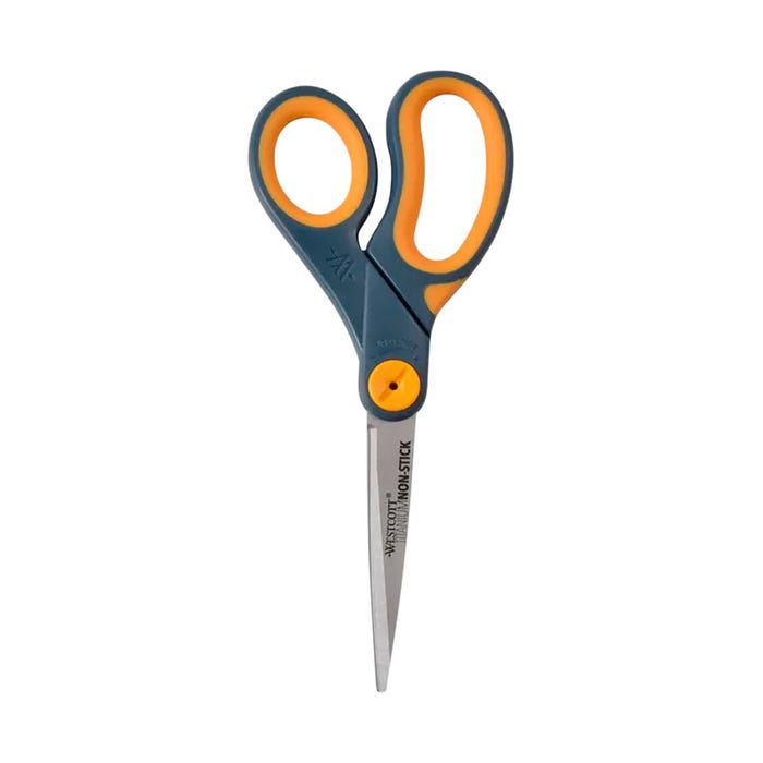Westcott Titanium Non-Stick Glide Scissors, 8 Inches, Straight Handle, Gray and Yellow