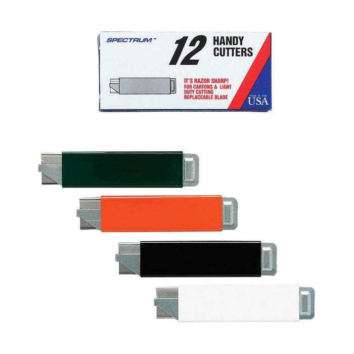 Pacific Handy Cutter Tap Open/Tap Close Aluminum Handy Box Cutter, Assorted Color, Pack of 12