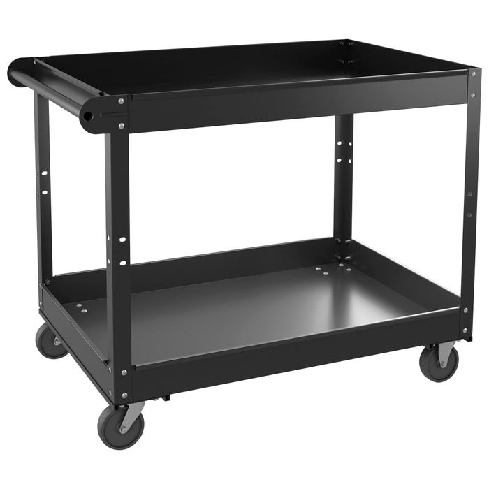 Lorell Steel Utility Cart - Utility Cart, 2-Shelf, 24 x 36 x 24 Inches, Black