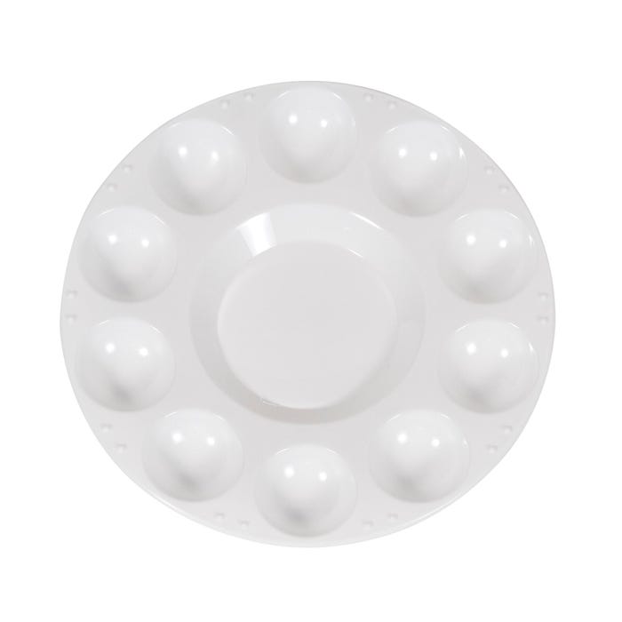 School Smart Plastic Paint Palette Tray with Wells, 7 Inches, White, Pack of 12