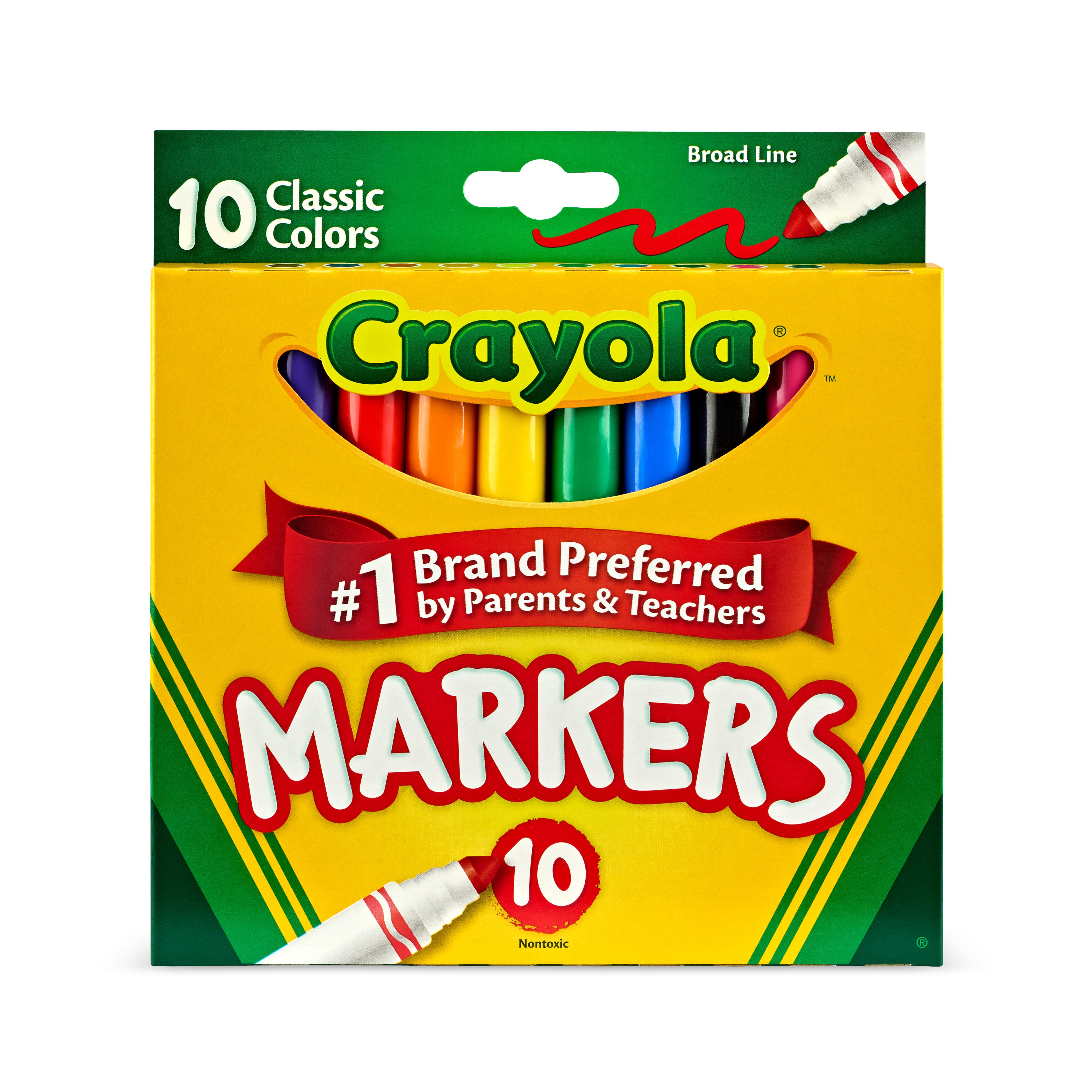 Image for Crayola Markers, Broad Line, Assorted Classic Colors, Set of 10 from School Specialty