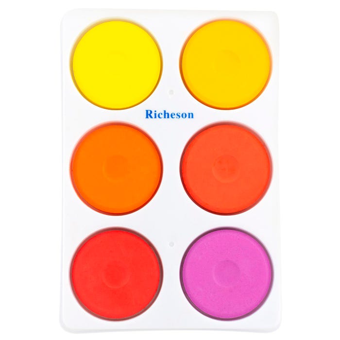 Jack Richeson Tempera Cakes, Large Size, Assorted Warm Colors, Set of 6