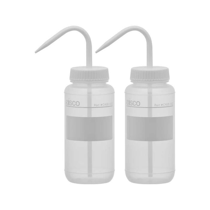 Eisco Labs Chemical Wash Bottle, 500 mL, Wide Mouth, LDPE, Pack of 2