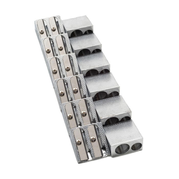 School Smart 2 Hole Pencil Sharpeners, Silver, Pack of 12