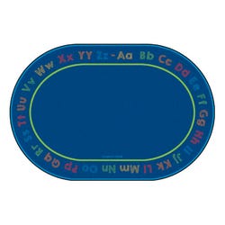 Carpets for Kids Chalk and Play Literacy Rug, 6 Feet 9 Inches x 9 Feet 5 Inches, Oval, Blue, Item Number 2003221