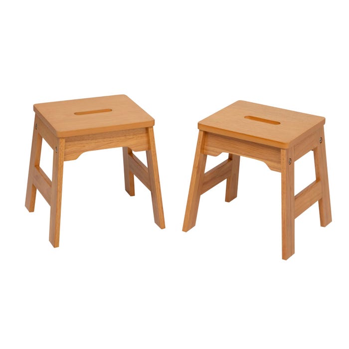 Melissa & Doug Wooden Stools, 12 x 11 x 11 Inches, Natural, Set of 2