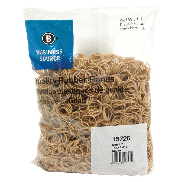 Business Source Rubber Bands, Size 10, 1 lb /BG, 1-1/4 x 1/16 Inches, Natural Crepe